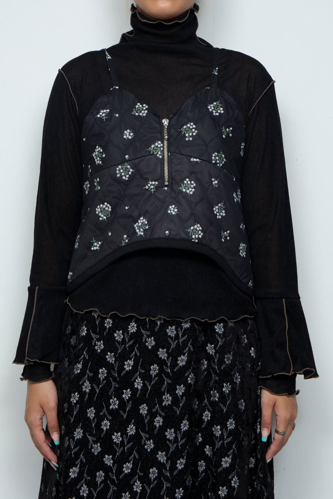 Petal Quilt Bustier Black