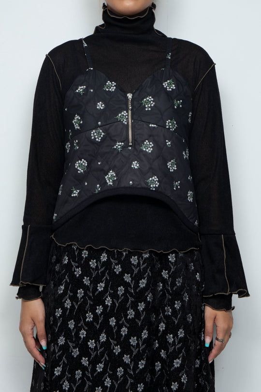 Petal Quilt Bustier Black