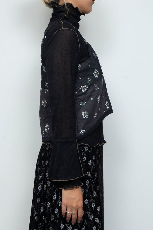 Petal Quilt Bustier Black