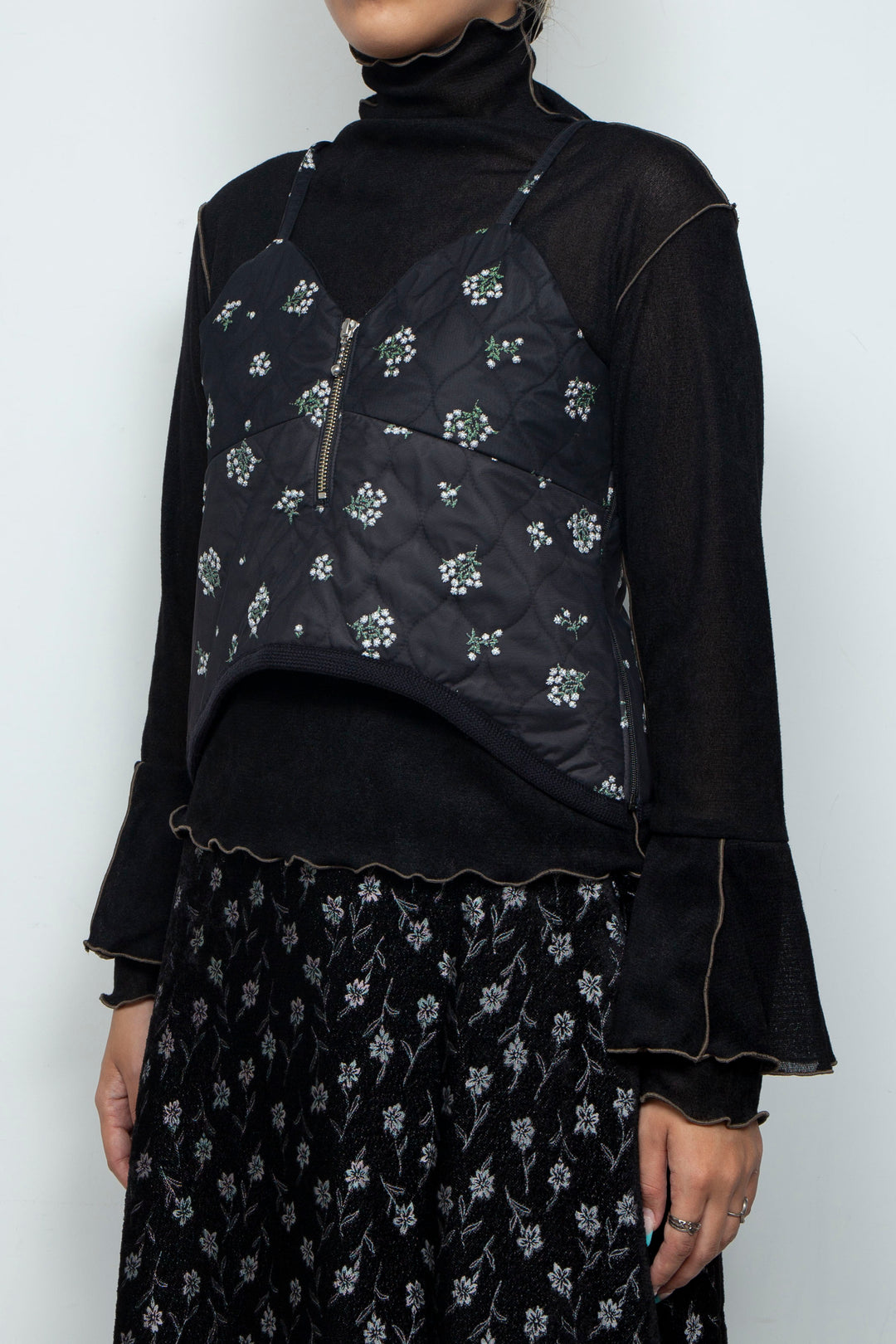 Petal Quilt Bustier Black