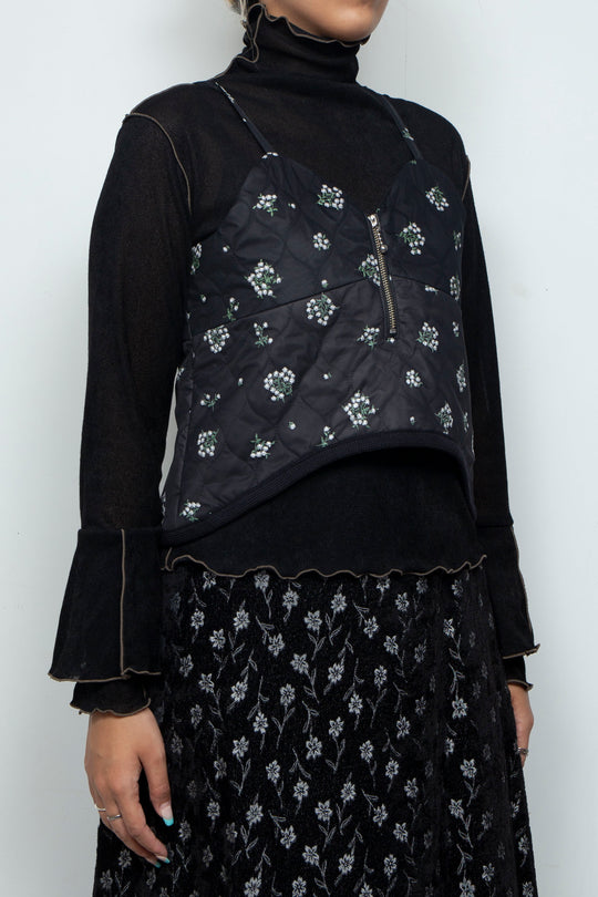 Petal Quilt Bustier Black