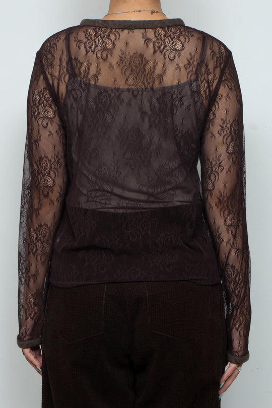Veil Lace Top Brown