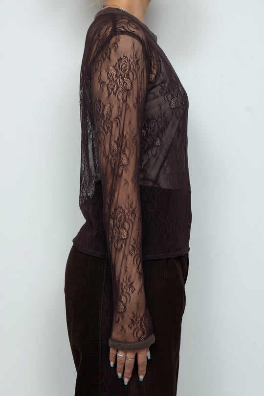 Veil Lace Top Brown