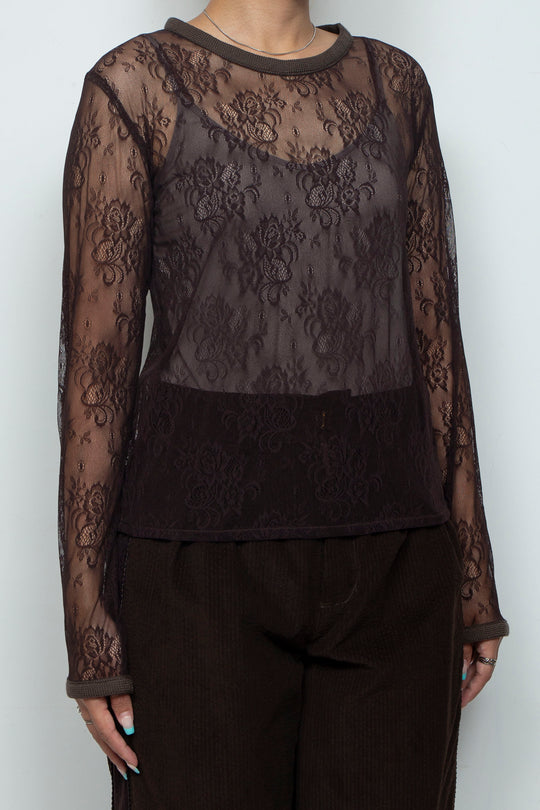 Veil Lace Top Brown