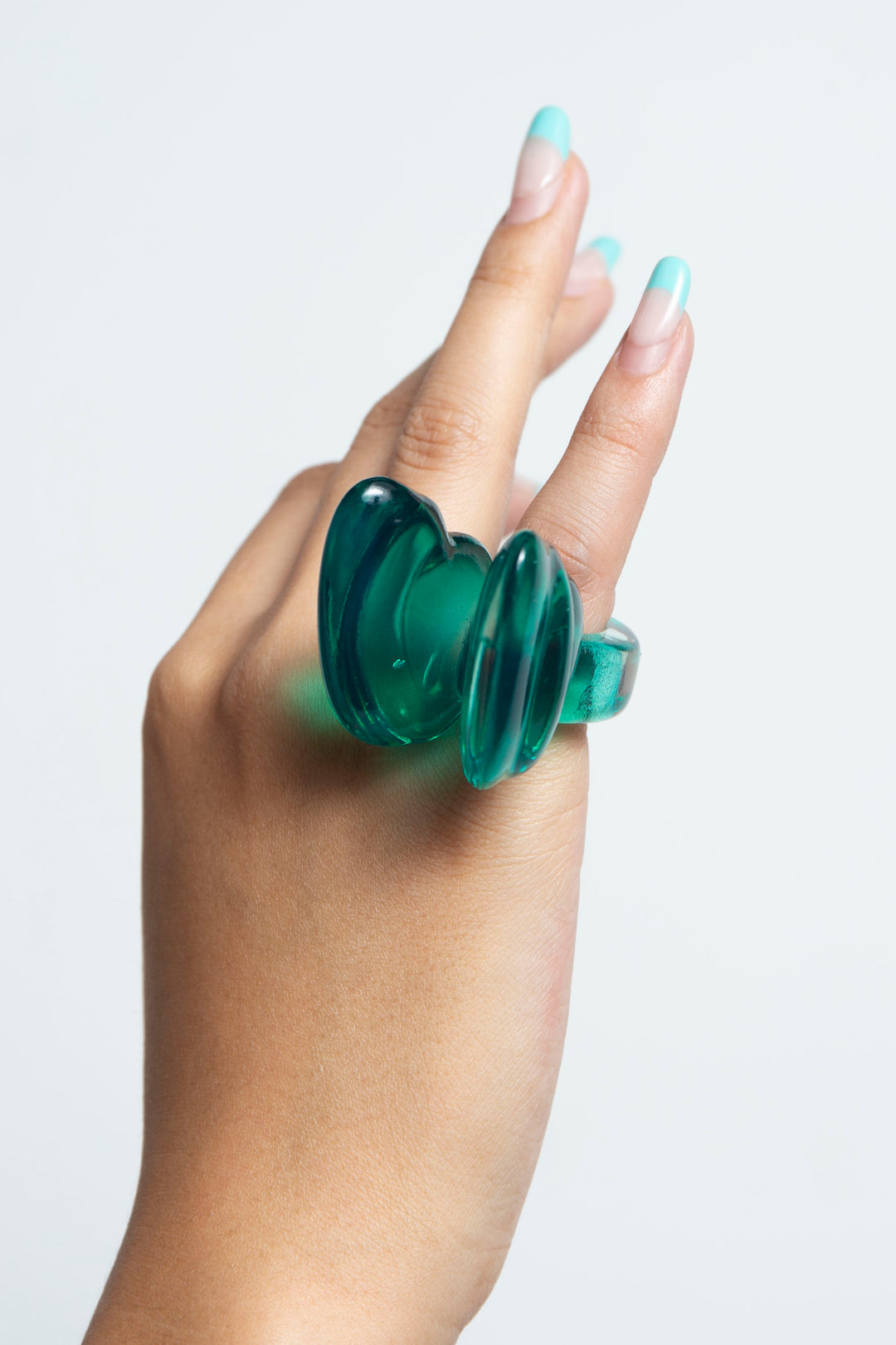 angel wing ring  clear green 7