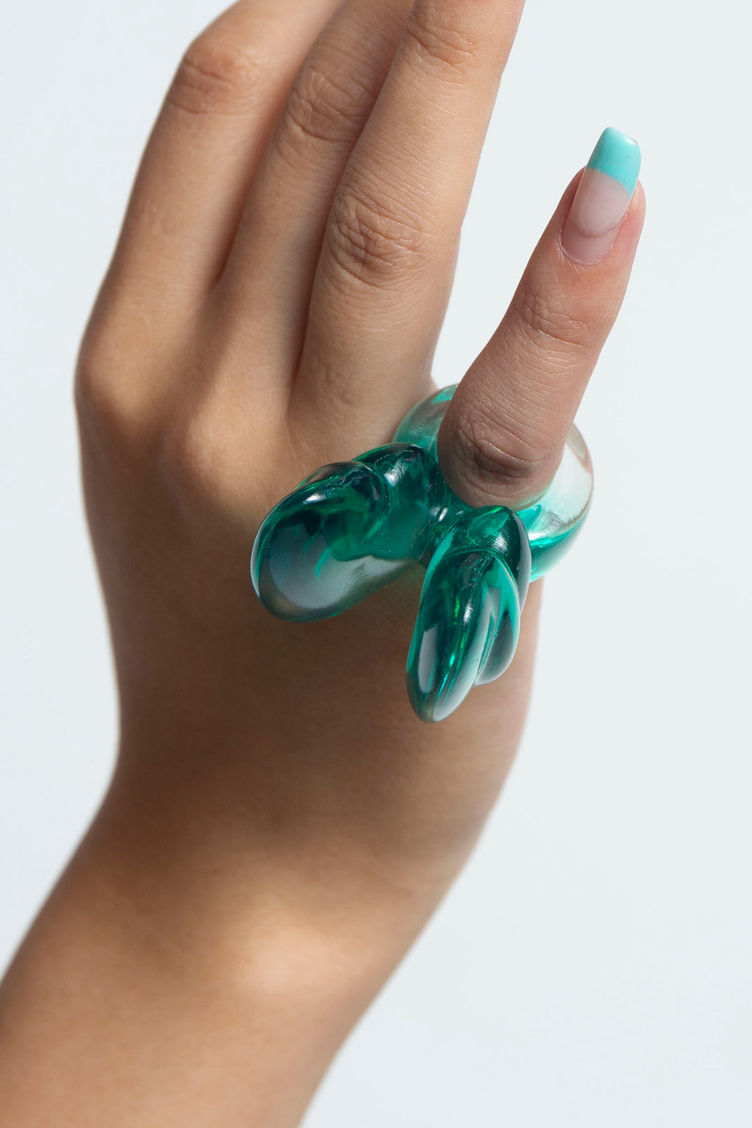 angel wing ring  clear green 7