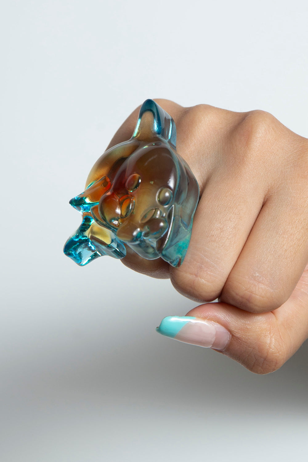 dolphin ring clear blue × orange 12