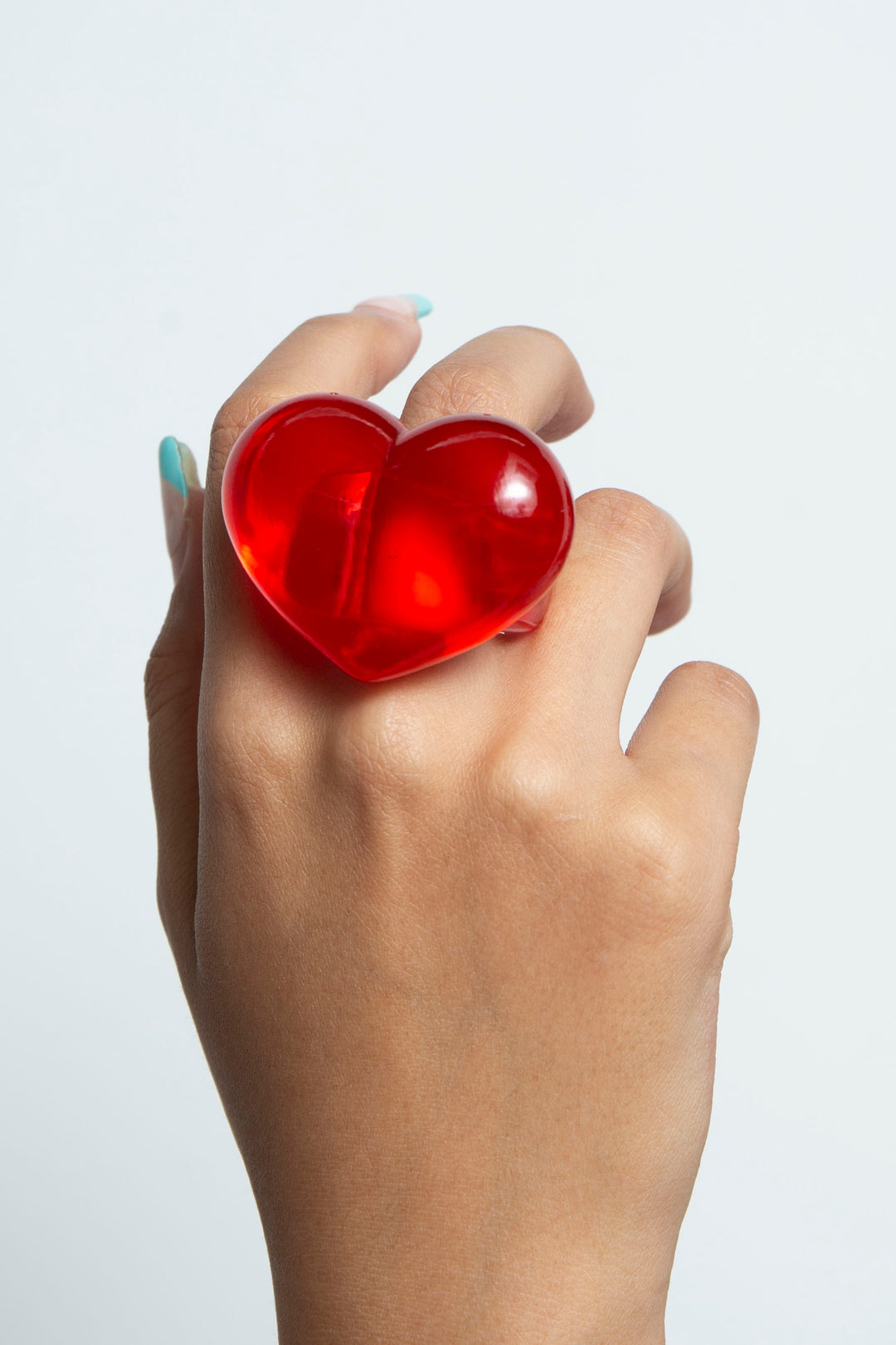 heart ring clear red 15
