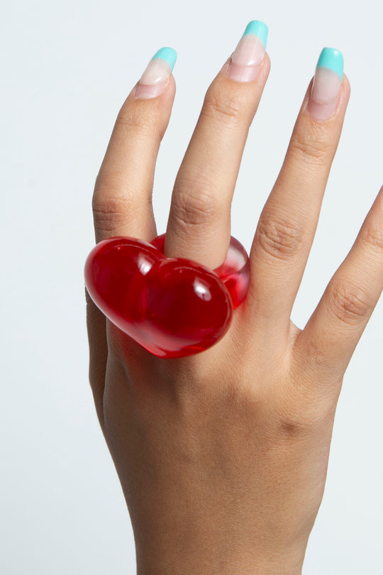 heart ring clear red 15