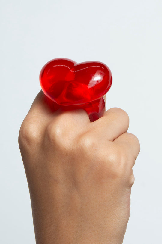 heart ring clear red 15