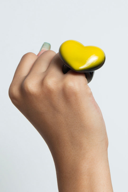 heart ring black × yellow 10
