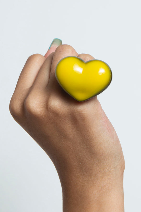heart ring black × yellow 10