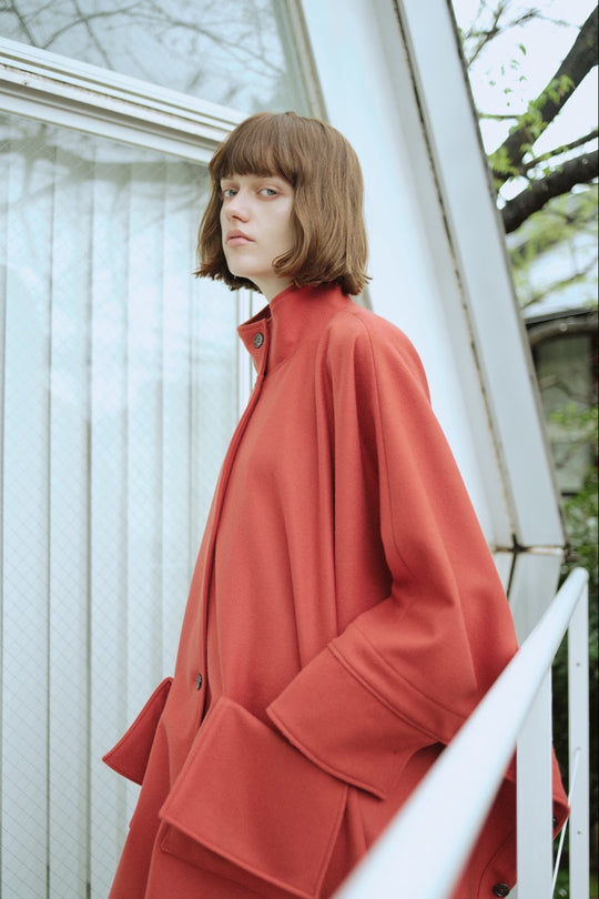 Super Big Poncho Coat Orange