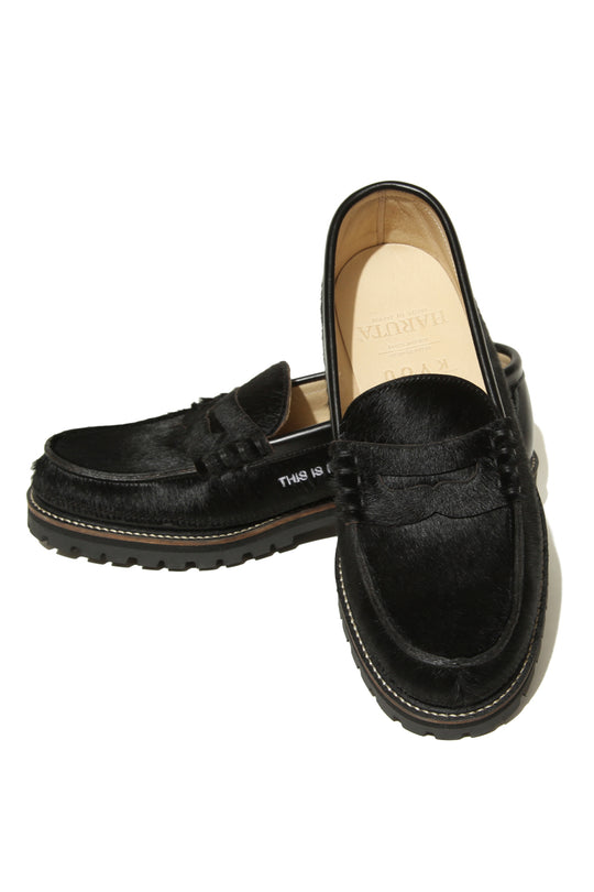 ”SKOOL" Type.3 EXTRALIGHT® Hair Calf Leather Embroidered Loafers by HARUTA