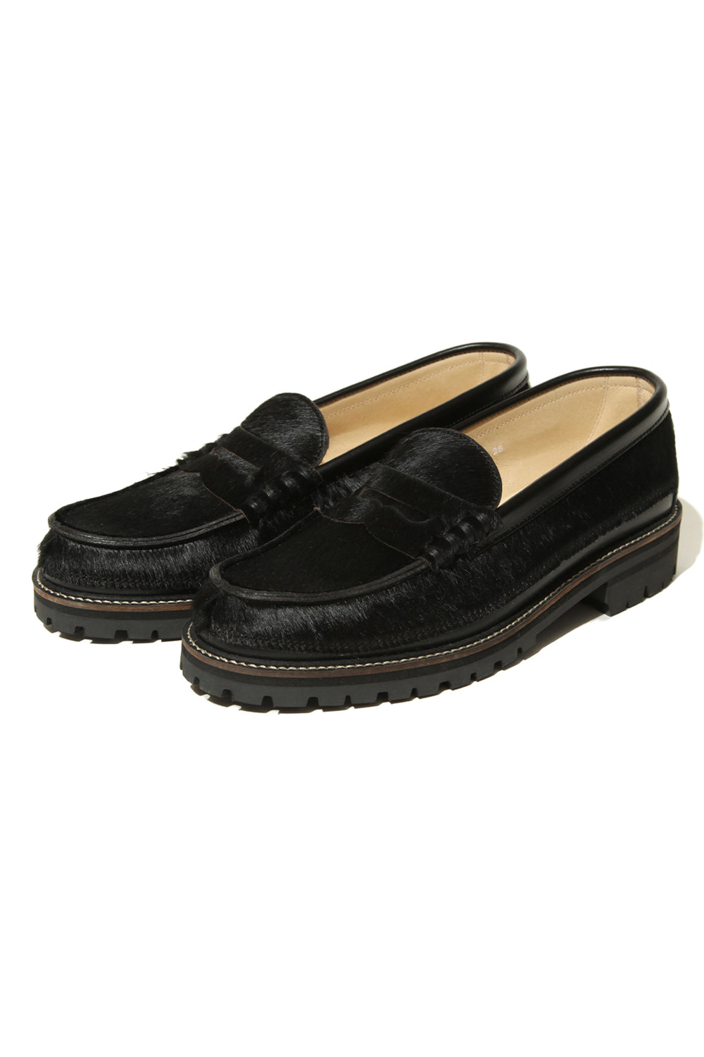 ”SKOOL" Type.3 EXTRALIGHT® Hair Calf Leather Embroidered Loafers by HARUTA
