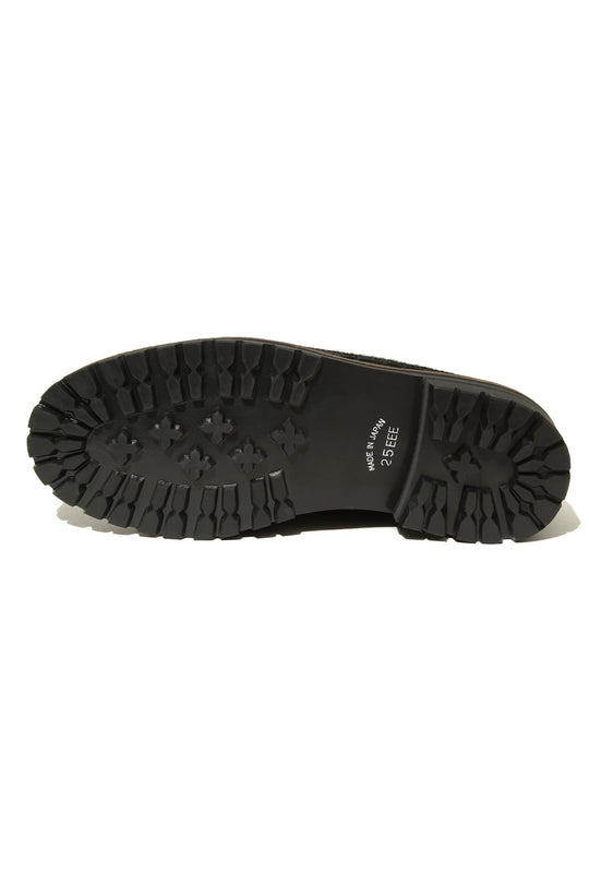 ”SKOOL" Type.3 EXTRALIGHT® Hair Calf Leather Embroidered Loafers by HARUTA