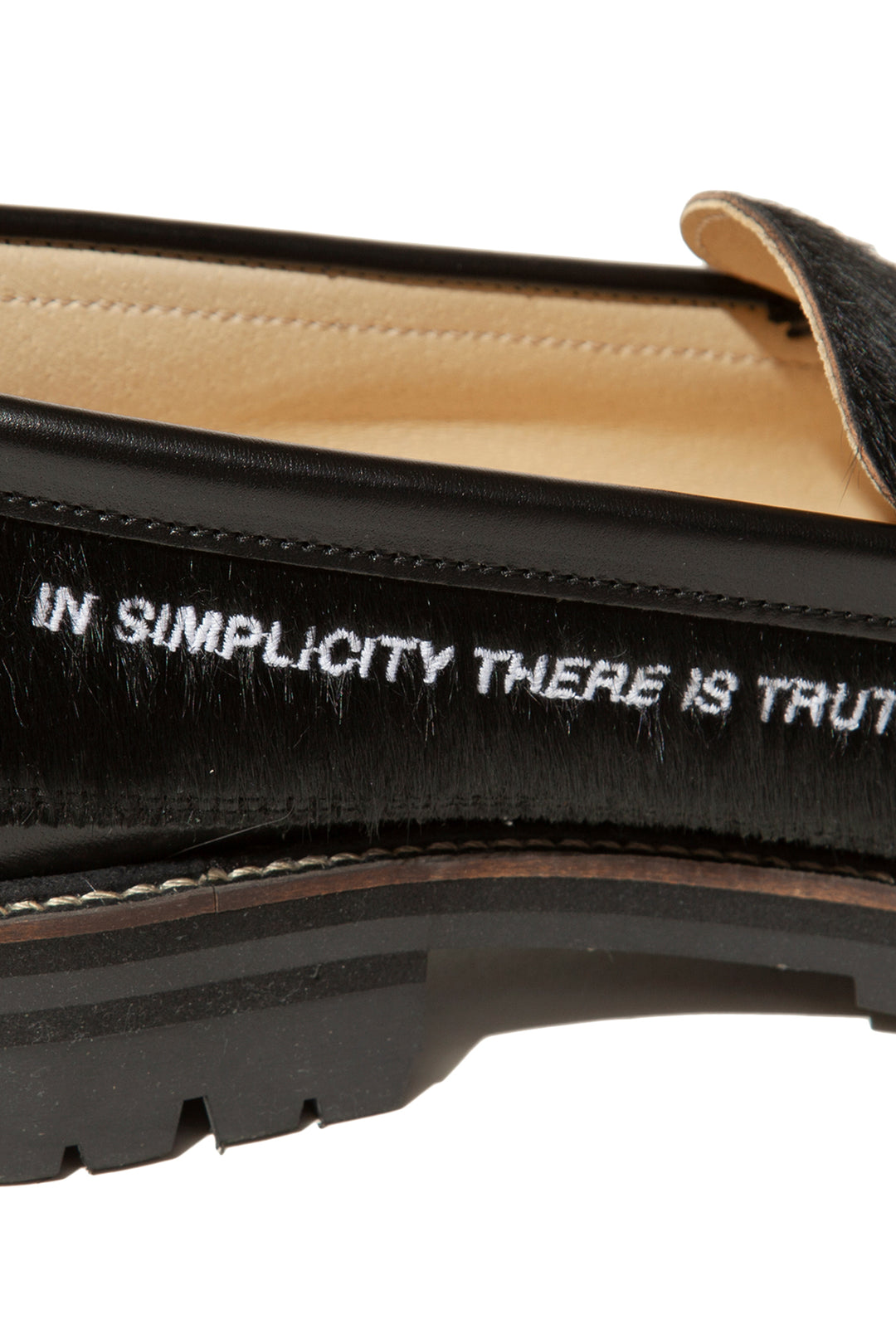 ”SKOOL" Type.3 EXTRALIGHT® Hair Calf Leather Embroidered Loafers by HARUTA