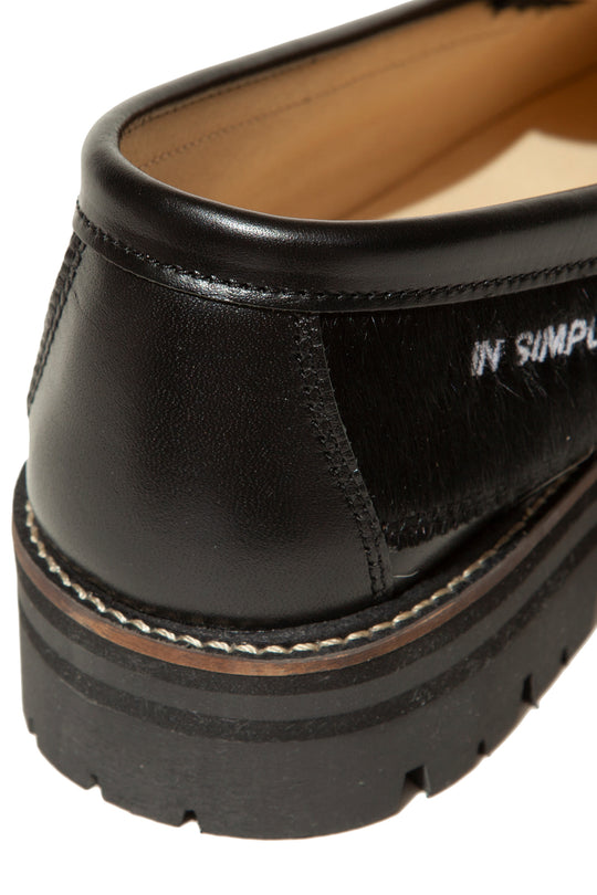 ”SKOOL" Type.3 EXTRALIGHT® Hair Calf Leather Embroidered Loafers by HARUTA