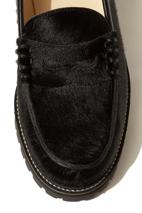 ”SKOOL" Type.3 EXTRALIGHT® Hair Calf Leather Embroidered Loafers by HARUTA