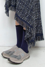 Asymmetrical Tweed Skirt NAVY
