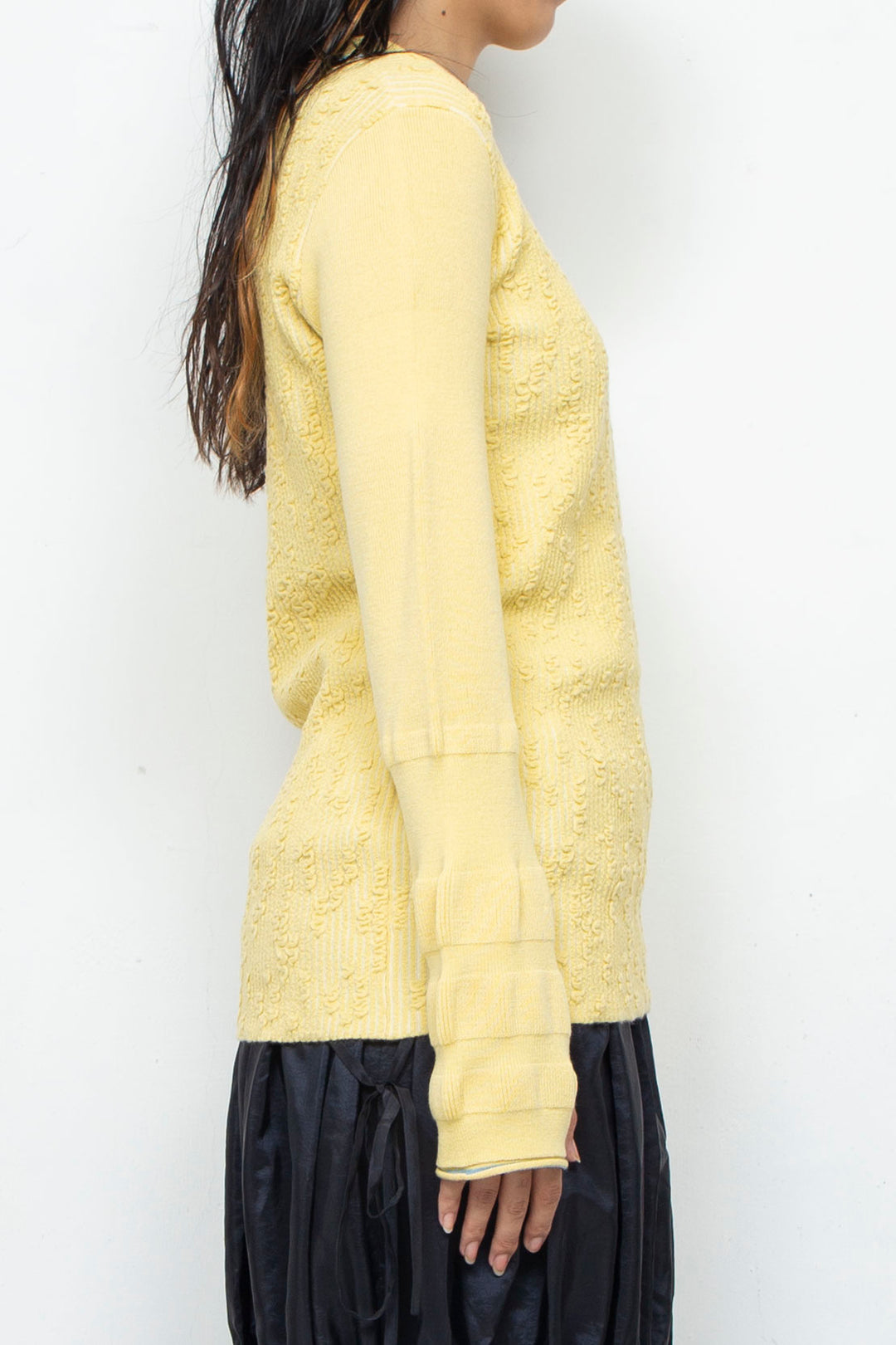 PEIEN Collar Knit Onepiece Yellow