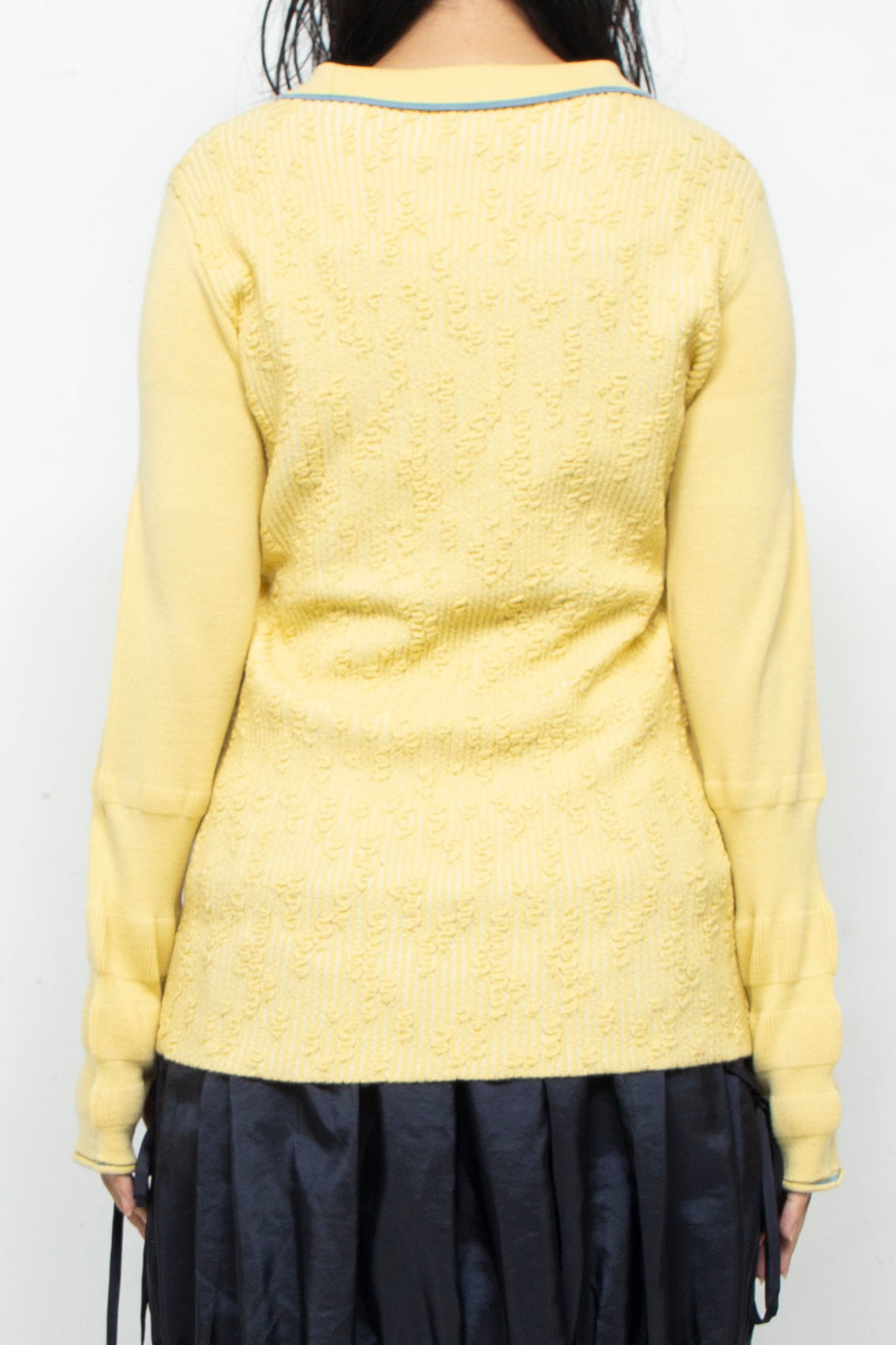 PEIEN Collar Knit Onepiece Yellow