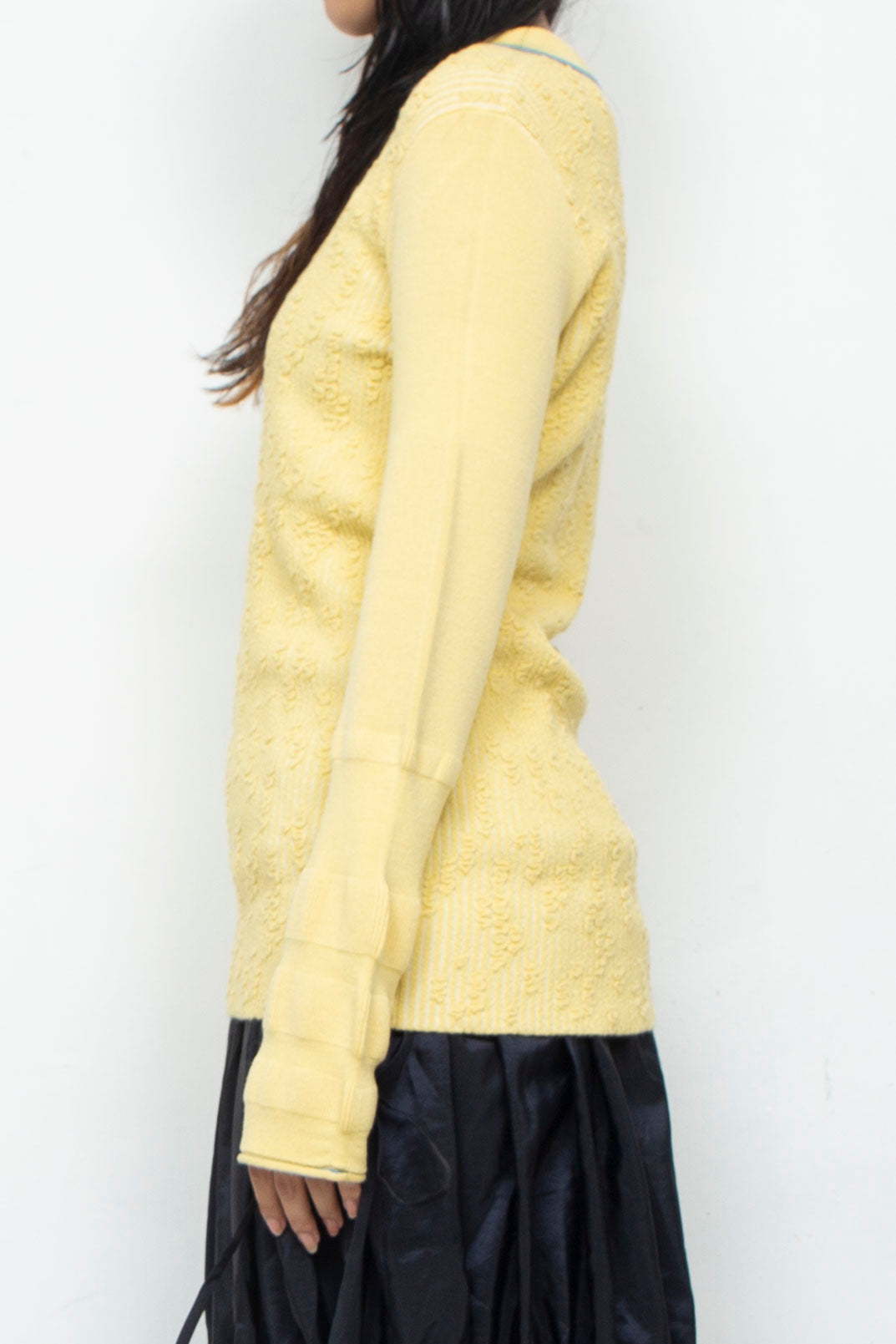 PEIEN Collar Knit Onepiece Yellow