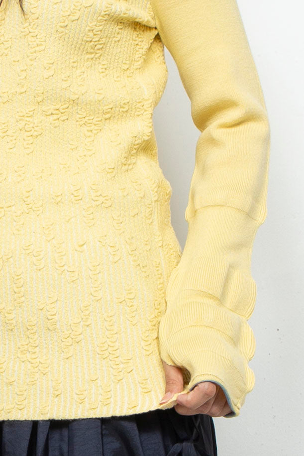 PEIEN Collar Knit Onepiece Yellow