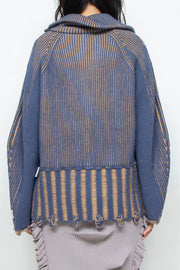 Reversible Zip knit coat Navy×Orange