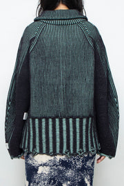 Reversible Zip knit coat Black×Green