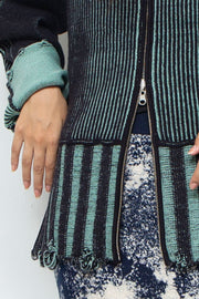 Reversible Zip knit coat Black×Green