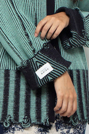 Reversible Zip knit coat Black×Green
