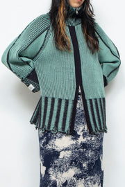 Reversible Zip knit coat Black×Green