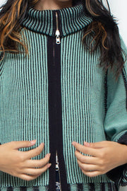 Reversible Zip knit coat Black×Green