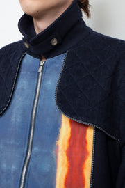 "FAV" Wool Combi With Graphic Blouson NAVY