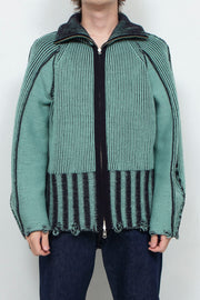 Reversible Zip knit coat Black×Green