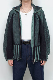 Reversible Zip knit coat Black×Green