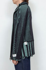 Reversible Zip knit coat Black×Green