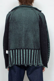 Reversible Zip knit coat Black×Green