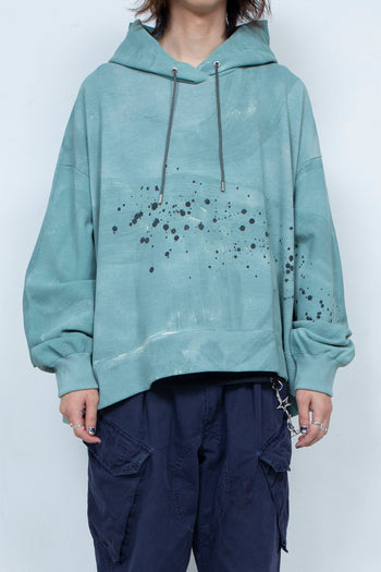3D plaster style pigment hoodie Verdigris