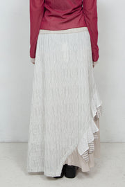 Thin Striped Patchwork Skirt WHITE