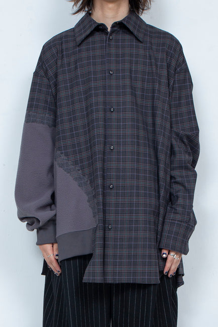 Needle punch docking shirt CHECK×GANGER