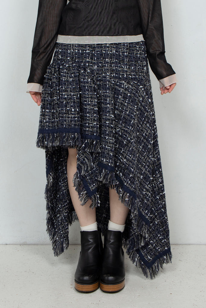 Asymmetrical Tweed Skirt NAVY アシンメトリーツイードスカート / Fumiku(フミク) 通販・店舗  渋谷・神泉セレクトショップR for D