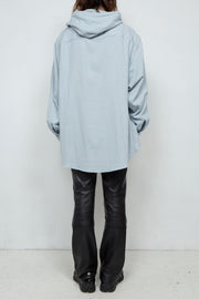 Cotton Silk Nep Yarn Hooded Shirt Light Blue