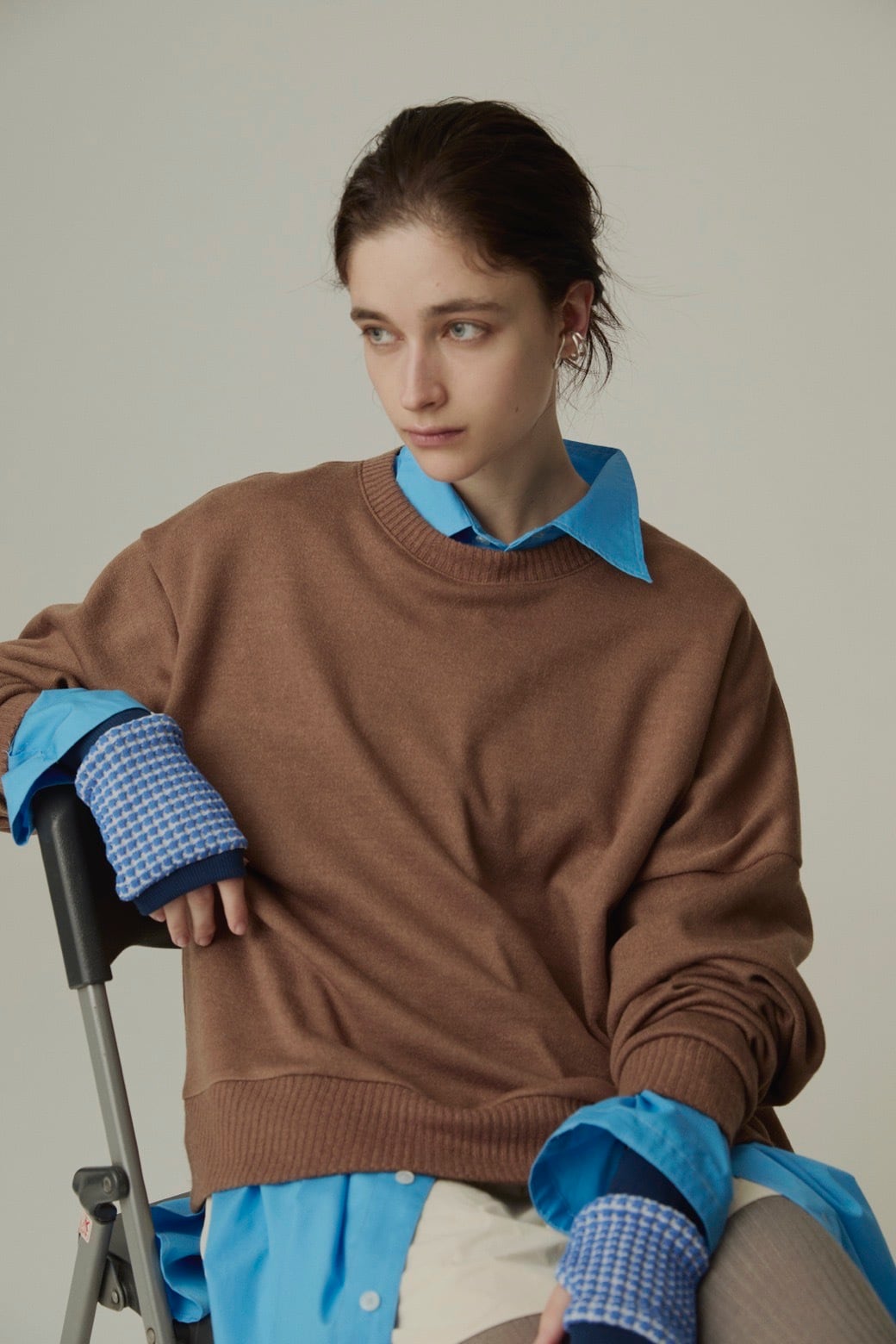 Waffle Knit Sleeve Cuff Blue