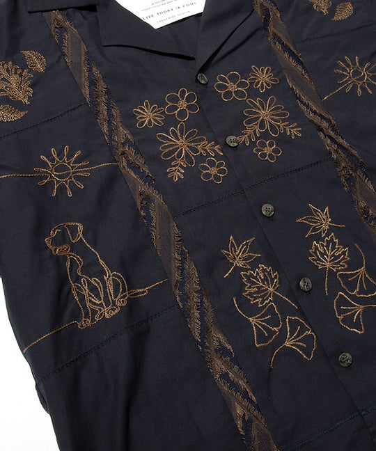 "DIEGO” Embroidered Patchwork Shirts NAVY