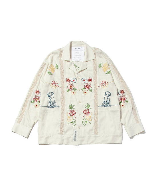 "DIEGO” Embroidered Patchwork Shirts IVORY