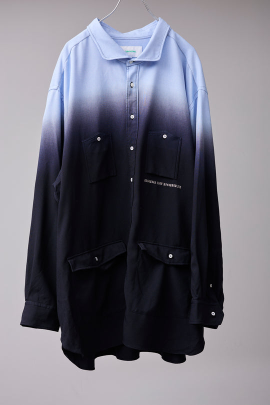 BEAUTIFUL GRADIENT DEFORMATION SHIRT BLUE