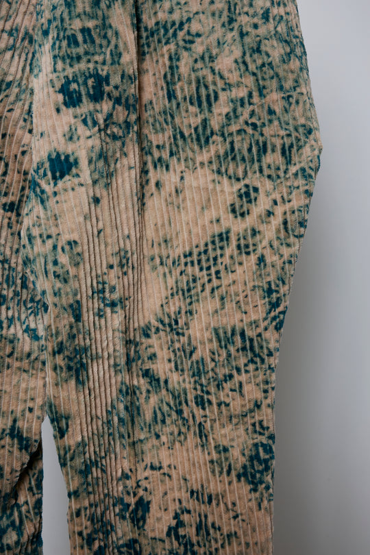 LARGEST SIZE TIE-DYE BLEACH TROUSERS GREEN
