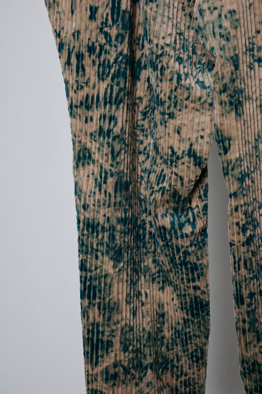 LARGEST SIZE TIE-DYE BLEACH TROUSERS GREEN